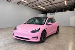 Pink Tesla Wrap in San Antonio by MC Wraps