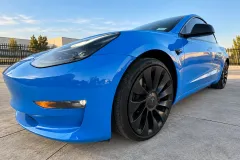 Blue Tesla Model 3, Wrap in San Antonio by MC Wraps