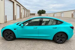 Turquoise Tesla Wrap in San Antonio by MC Wraps