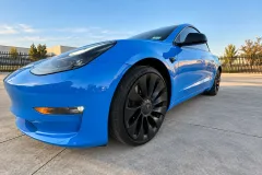 Blue Tesla Model 3, Wrap in San Antonio by MC Wraps