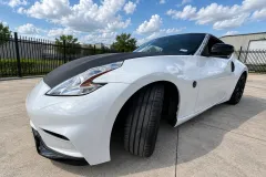 Pearl White Nissan 370Z with Matte Black Hood Wrap in San Antonio by MC Wraps