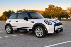 White MINI Cooper Wrap with Racing Stripes in San Antonio by MC Wraps