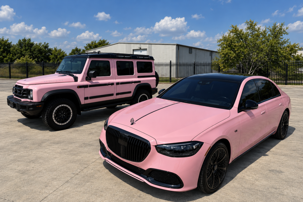 Pastel Pink SUV and Luxury Sedan Wrap in San Antonio by MC Wraps